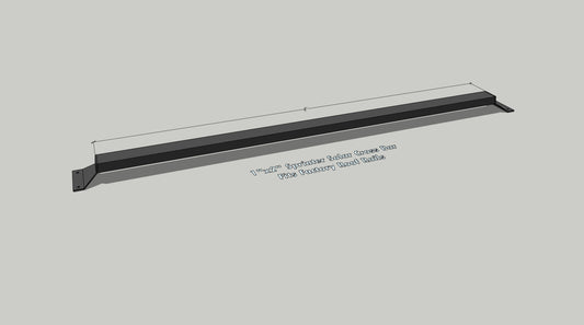 A black aluminum solar panel mount with hardware, designed to fit on top of a vehicle's factory roof rails.