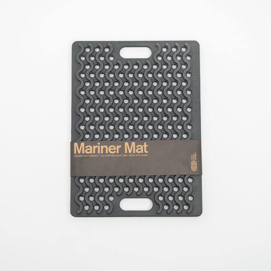 Gray textured mat with 'Mariner Mat' branding on a white background